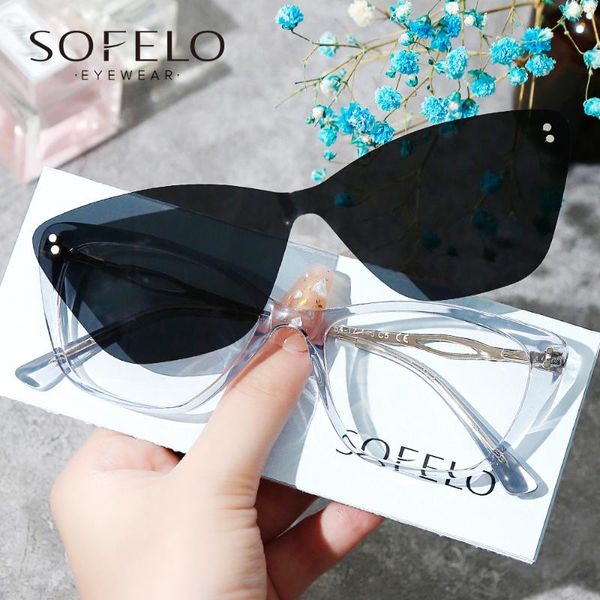 

sunglasses 2 in 1 polarized cat eye sun glasses women acetate magnet clip on female fashion optical prescription eyewear 2021, White;black