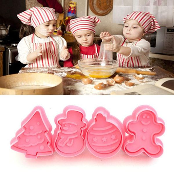 

baking moulds 4pcs/set plastic cookie (snowman/snowflake/christmas tree/santa claus pattern molds)