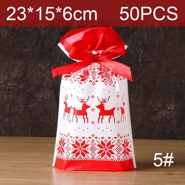 

christmas decorations 50pcs drawstring gift bags pe treat candy party favor for goodies cookies wrap ye-