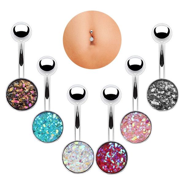 

stainless steel belly button ring colorful navel belly piercing ombligo matte bar stud barbell woman body jewelry, Silver