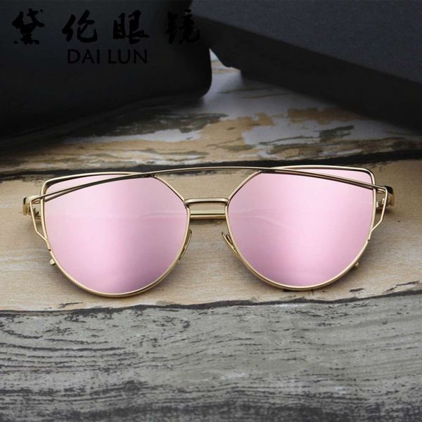 

s1904 south korea left bank xiaotong cat's eye men's and women's metal glasses sunglasses, White;black