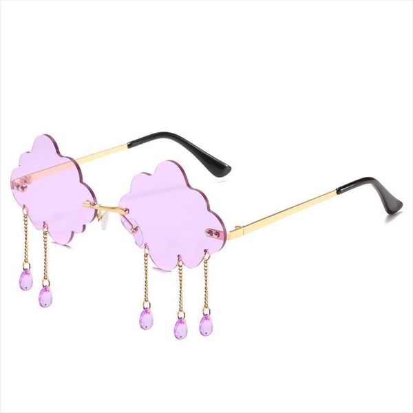 

cloud raindrops sunglasses women rimless men frameless punk glasses shades uv400 oculos party cosplay, White;black