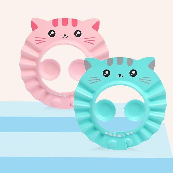

wide brim hats 2021 baby shower cap hair wash hat for infant ear protection girls boys adjustable bath head cover children sun, Blue;gray