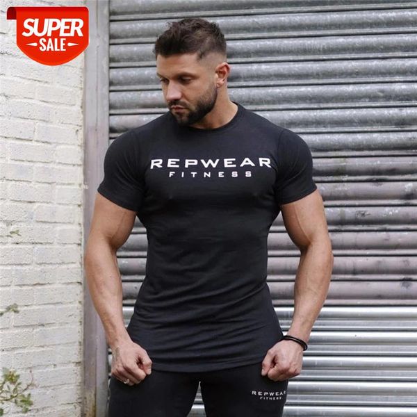 

2020 new summer men shirt gym fitness men t-shirt brand clothing sports t shirt male print short sleeve running t #mr9h, White;black