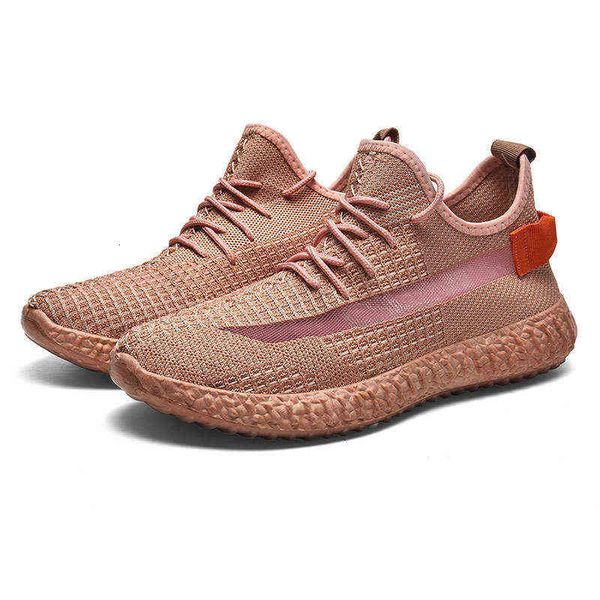 

flying woven men's shoes 2021 autumn coconut student running breathable lightweight sports, Black