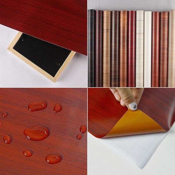 

wallpapers 10m kitchen wood wall stickers wallpaper films refurbished wardrobe clothes cupboard door deskfurniture home decor