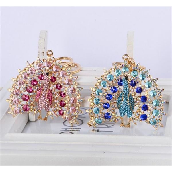 

creative cartoon peacock key chain diamante the peacock spreads its tail key ring beacuiful fashion accessory girl bag hang decorations, Slivery;golden