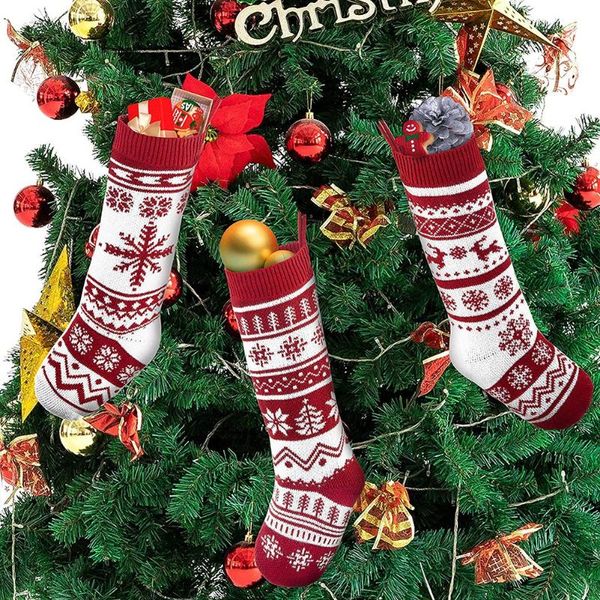 

christmas decorations stocking xmas children candy bag socks decoration snowflake stripes pendant gift fireplace tree ornaments est