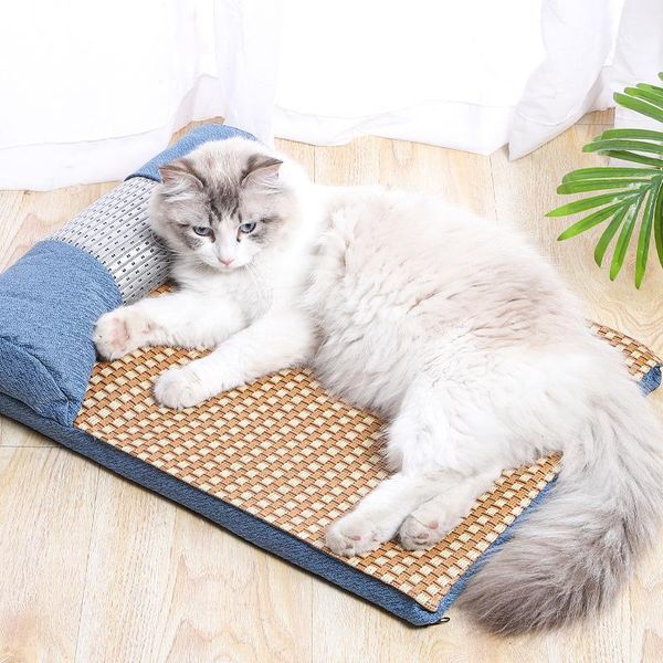 

cat beds & furniture bed sleeping sofas for cats breathable with pillow bamboo cool mat sofa soft cushion pet supplies