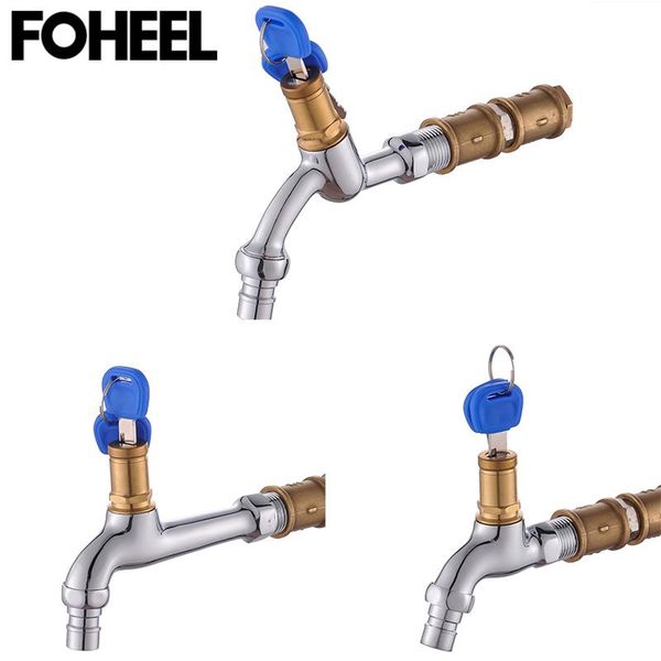 

foheel brass washing water tap with lock key copper faucet single outdoor anti-theft faucet garden key water nozzle