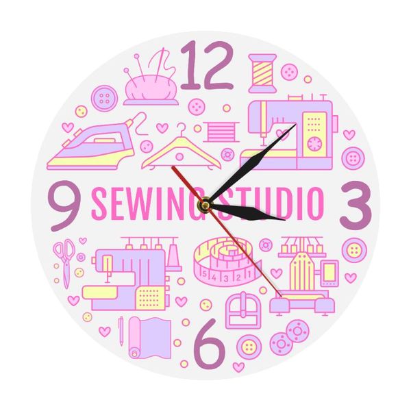 

quilting sewing room quilt seamstress sewing studio printed wall clock gift sign wall clock craft room crafting supplies watch