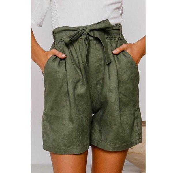

women shorts pocket loose lady summer trouserssummer shorts feminino sport trousers bow drawstring pantalones cortos mujer, White;black
