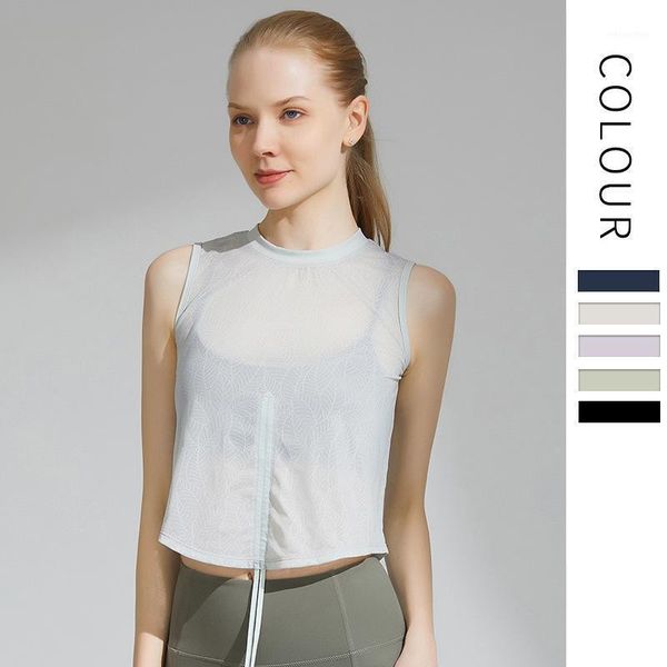 

yoga outfit sleeveless women gym crop workout fitness running sport t-shirts training sportswear loose quick-drying t-shirt