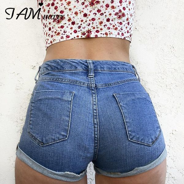 

women's jeans summer casual denim shorts women fashion street style high waist skinny biker booty cotton bottom trousers iamty, Blue