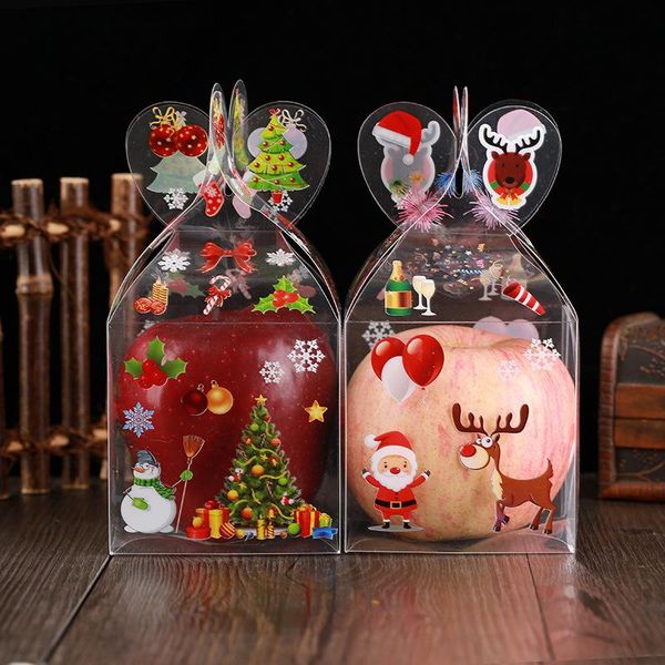 

christmas decorations transparent apple boxes pvc candy box gift bag packaging xmas snowman elk reindeer container decoration