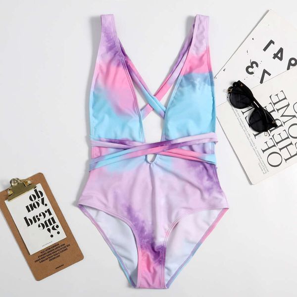 

strap print one piece women's beach swimsuit bikini, White;black