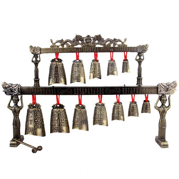 

desk & table clocks chinese alloy playing musical instrument antique double layer chime model decoration crafts