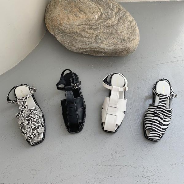 

sandals flat sandal shoe without rome hoof heels slides rubber fabric pu, Black