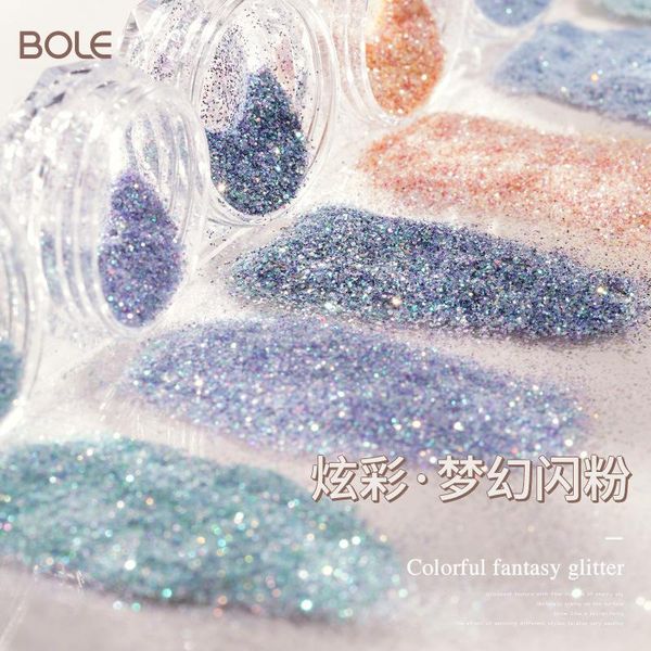 

nail glitter art broken diamonds colorful dreamy fairy aurora sea salt crystal diamond powder micro-shimmer decorations, Silver;gold