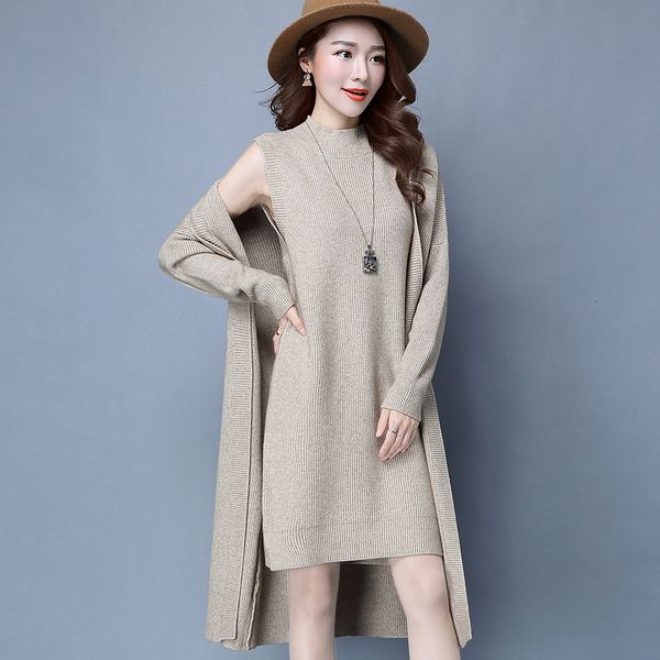 

2021 new autumn knitted vintage two piece set clothes sweater cardigan women sets pp311 xhe8, White