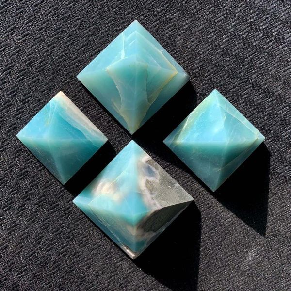 

1pcs natural sky blue caribbean pyramid crystal stones for reiki healing decoration