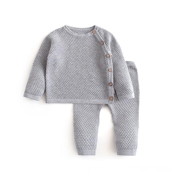 

clothing sets 2021 fashion baby girl clothes kids 2pcs winter knitting + pants infant boys knit tracksuits toddler outfits for girls, White