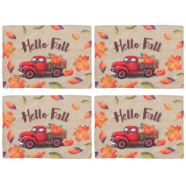 

mats & pads 4pcs autumn decorative placemat pumpkin harvest scene decor