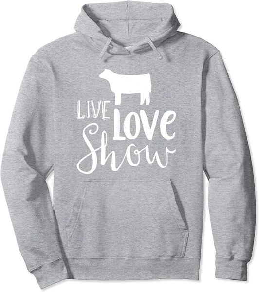 

men's hoodies & sweatshirts live love show cow pullover hoodie, Black
