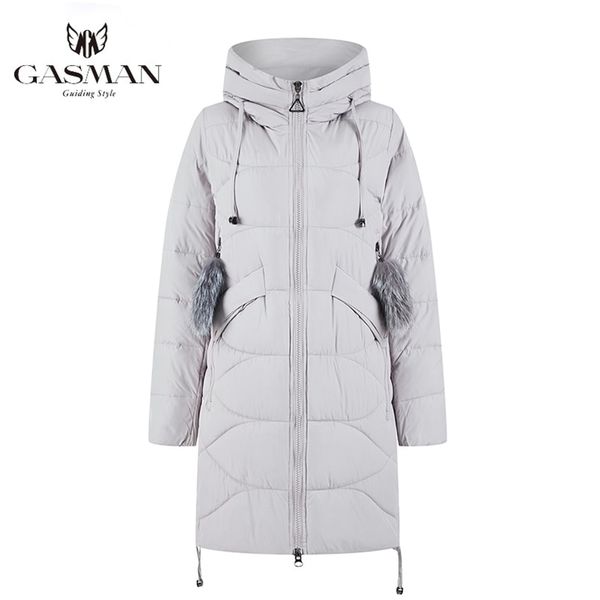 

gasman winter women brand coat jacket down medium length hooded warm parka fur outerwear coats 18821 210819, Black