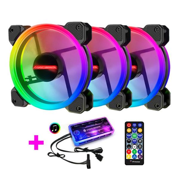 

fans & coolings 3pcs motherboard with control hub computer cooling pc rgb case fan cpu speed adjustable quiet high airflow radiator music rh