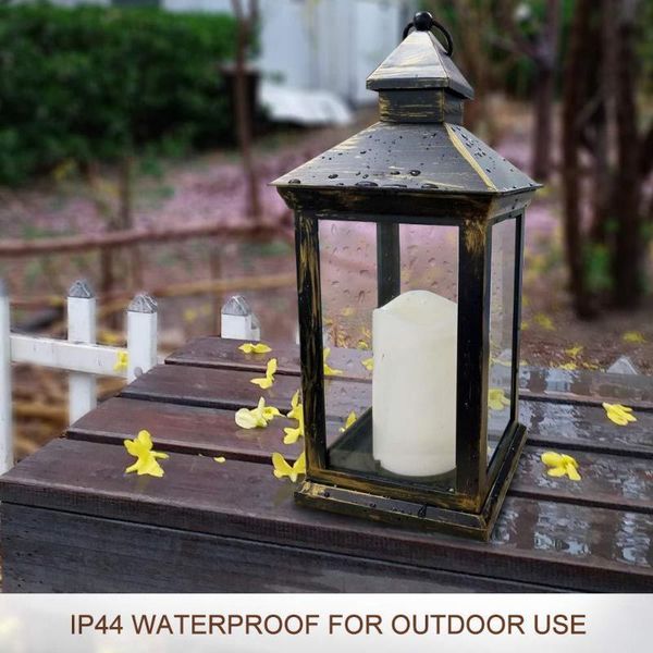 

portable lanterns decorative candle lantern black outdoor waterproof vintage battery powered led hanging for wedding indoors j99st