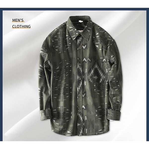

men's casual shirts 281 personality men shirt good quality square collar autumn cotton comfortable geometric printed lapel long sleeve, White;black