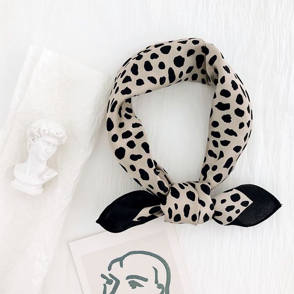

silver leopard silk scarves small square scarves women mulberry silk scarves women versatile korean temperament with suits, Black;purple