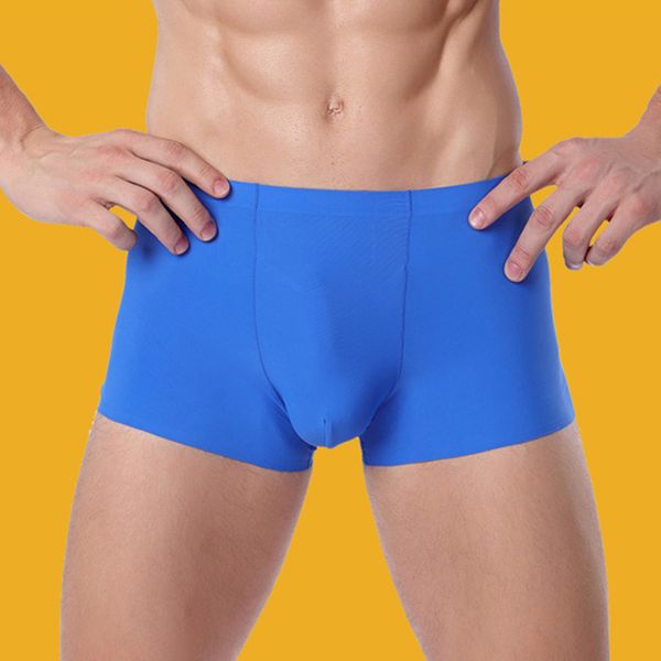 

stretch design men's underwear one-piece boxer shorts fashion breathable u convex ice silk men's underwear, Black;white