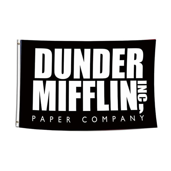 Dunder Mifflin Inc. Bandeira da empresa de papel para o escritório divertido 3x5ft duplo costura decoração bandeira 90x150cm festival esportivo poliéster digital impresso