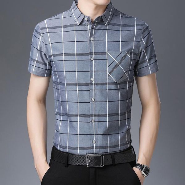

men's casual shirts plaid shirt men summer short sleeve slim fit mens dress camiseta masculina plus size c737, White;black
