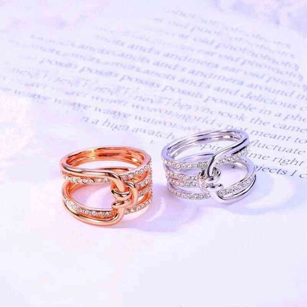 

rings shijia ring adopts shiqi simple kink with elements. women's fashion knot set diamond, Silver