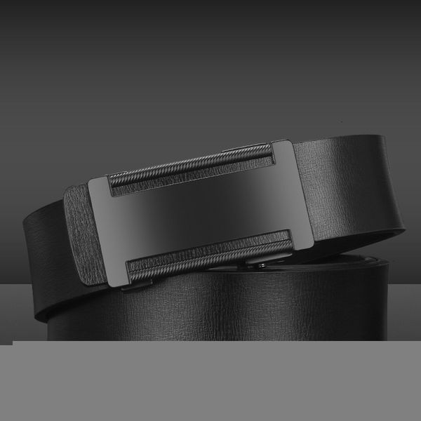 

designer men belt flat automatic buckle leather fashion casual leather belt men belt, Black;brown