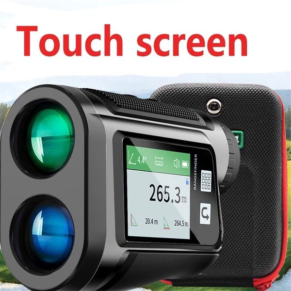 touch screen Range Finder Telescopio da golf Telemetro laser ricaricabile Display LCD Distanziometro con Flag-Lock 600m 210728