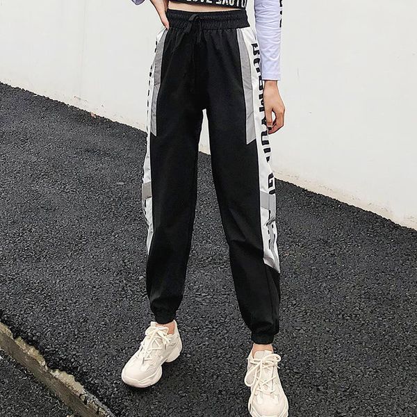

women's pants & capris printed letter trousers women plus size sweatpants pantalones mujer cintura alta, Black;white