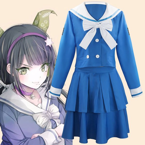 

anime costumes anime danganronpa v3 killing harmony tenko chabashira cosplay costume women blue school uniform outfit sailor suit accessorie, Black
