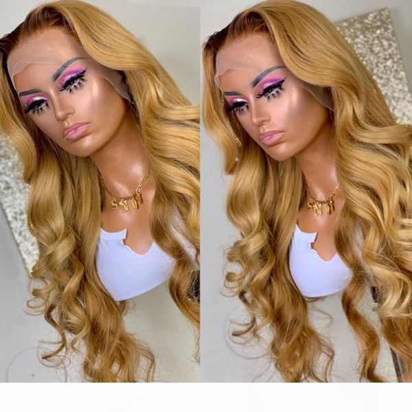 

simbeauty ombre honey blonde transparent 13x6 lace front human hair wigs with baby hair 180density glueless full lace wigs remy, Black;brown