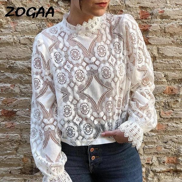 

elegant white lace blouse shirt hollow out embroidery feminine women long lantern sleeve summer female women's blouses & shirts