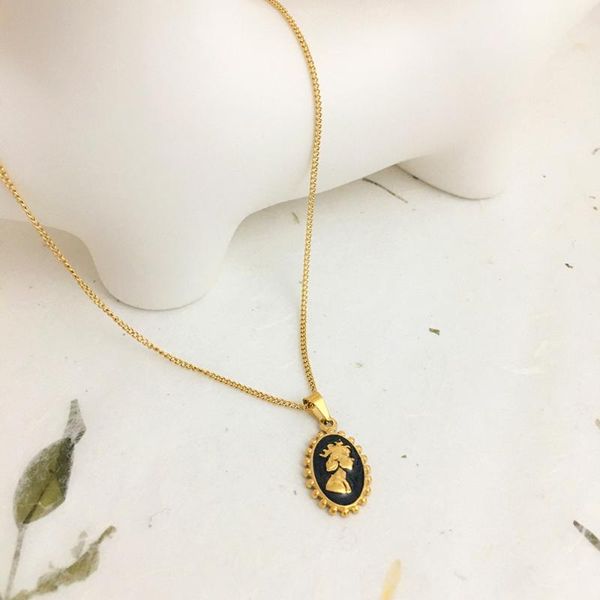 

chokers monlansher gold elizabeth black enamel pendant necklace color thin chain for women vintage baroque fashion jewelry, Golden;silver