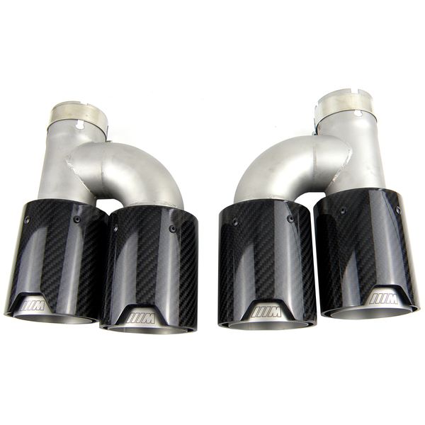 

1 pair h style dual carbon fiber exhaust pipe stainless steel universal m performance tips end pipes muffler for bmw
