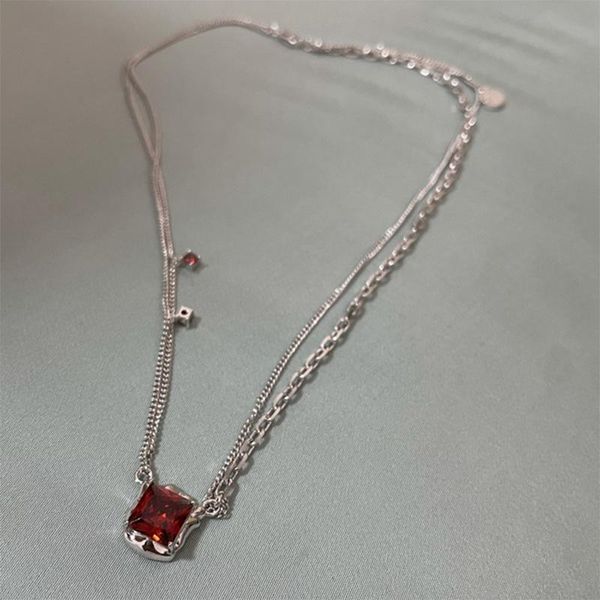 

pendant necklaces red zircon in europe and america are ruby for men women, Silver