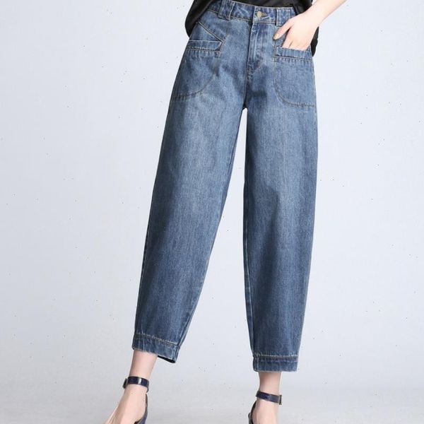 

boyfriend pants women casual jeans vintage casual harem pants female plus size 7xl drop shipping good quality, Blue