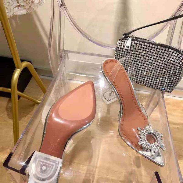 

high-heeled casual amina sandal crystal design sun disk transparent novelty, Black