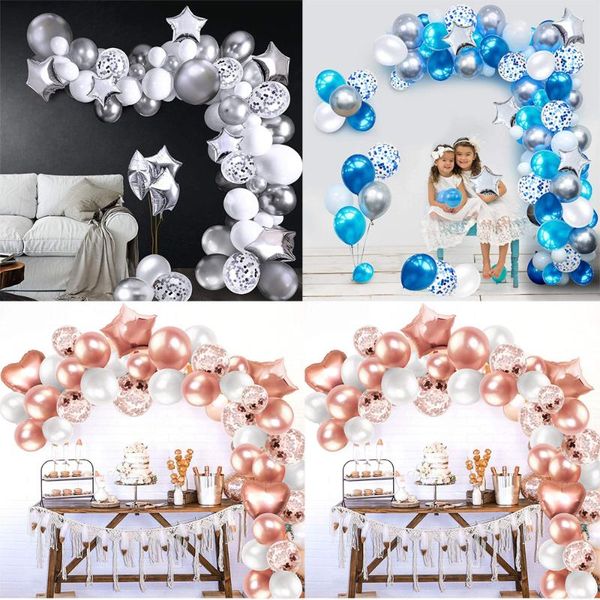 

silver gold blue birthday party decoration balloon arch garland kit latex confetti balloon aluminum foil stars tape stri
