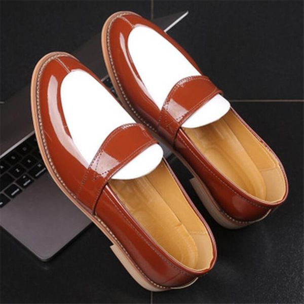 

dress shoes size 45 46 47 48 fashion patent leather patchwork men business loafers comfortable pointed toe formal wedding oxford, Black